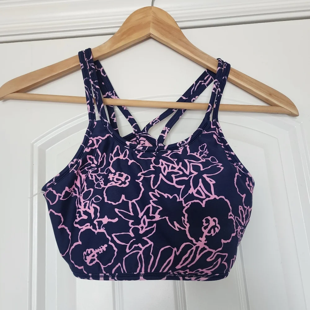 Athleta Girl Reversible Pool Days Bikini Top Pink S/7